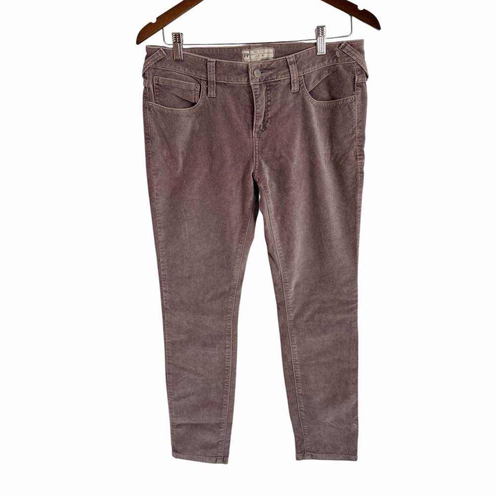 Free People Crushed Velvet Skinny Trouser Pants Lilac Grey Purple Women’s Sz 28